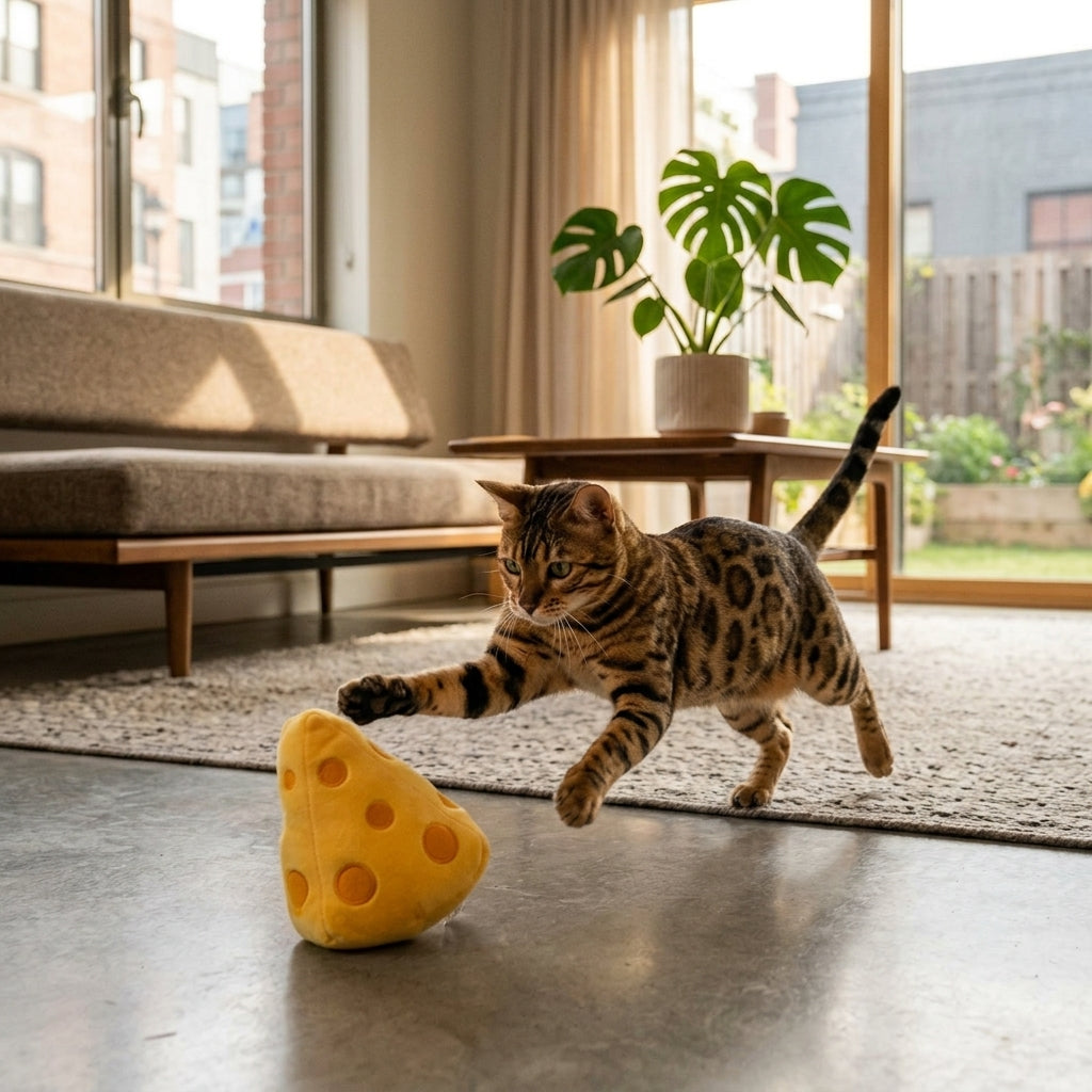Catvera Cheese Catnip Plush Toy - Interactive Play & Exercise