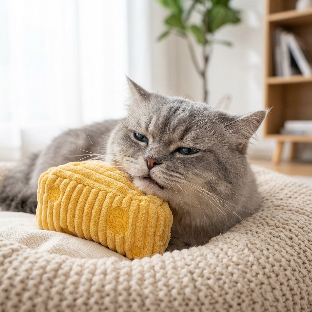 Catvera Cheese Catnip Plush Toy - Dental Health Benefits