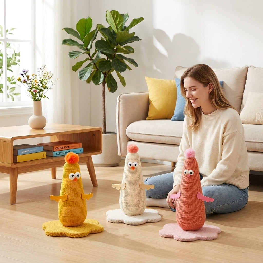 Catvera Chick Shaped Cat Scratching Post - Adorable Home Décor Enhancement