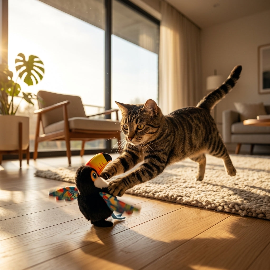 Catvera Chirping Flappy Bird Toy - Image 1|||PROMPT|||Original clean product image