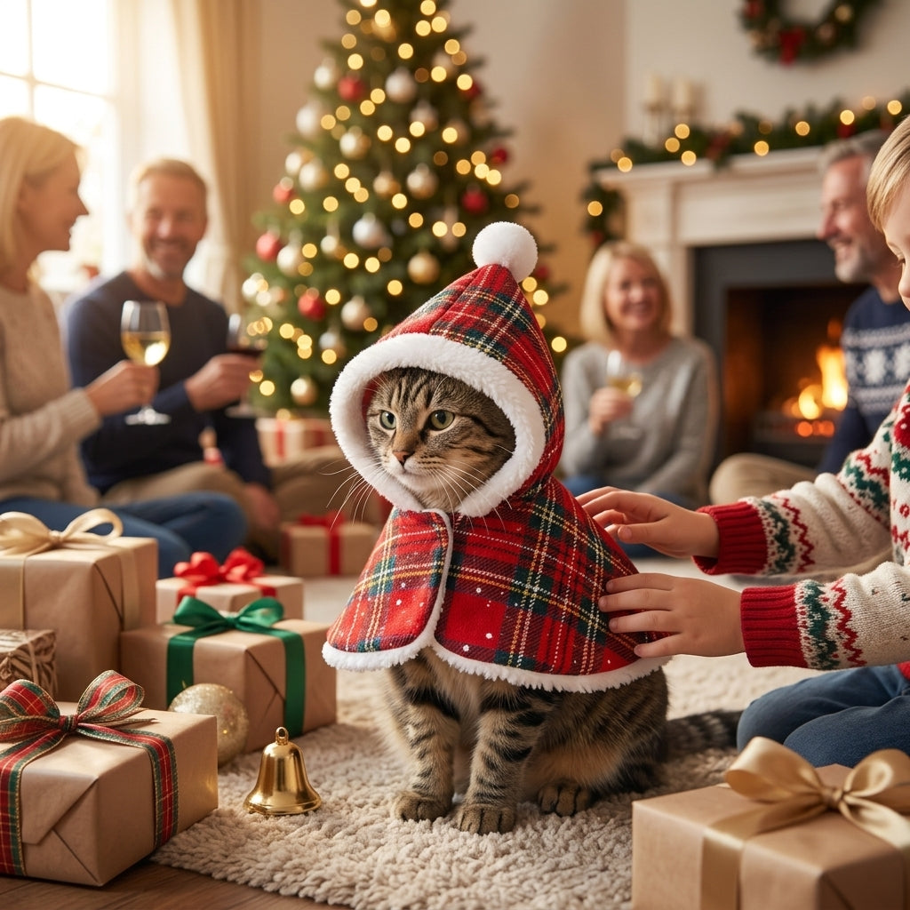 Catvera Christmas Holiday Cat Cape - Festive Holiday Magic