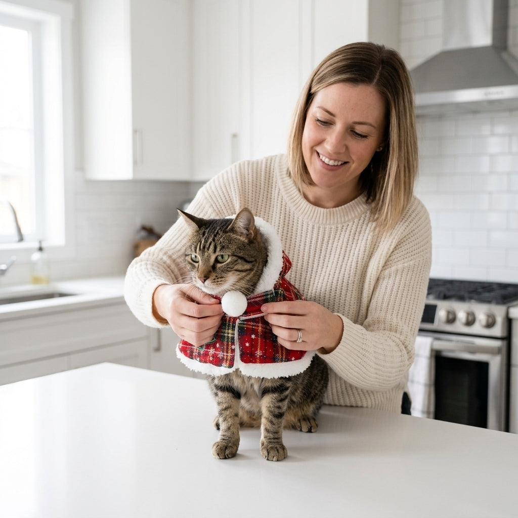 Catvera Christmas Holiday Cat Cape - Effortless Dressing Experience