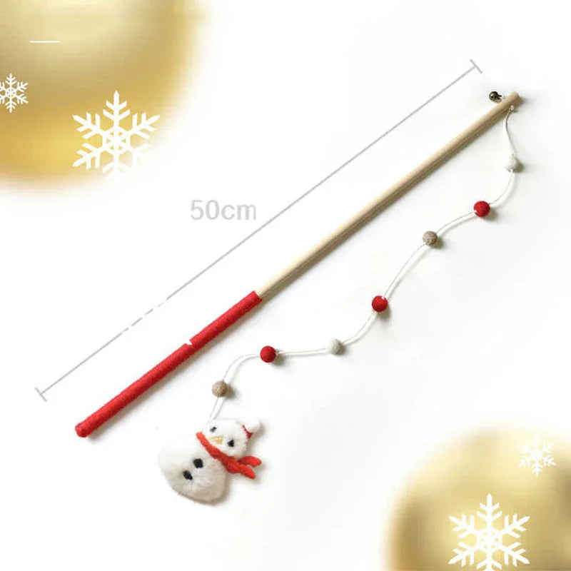 Catvera Christmas Holiday Feather Teaser Wand - Image 11|||PROMPT|||Original clean product image