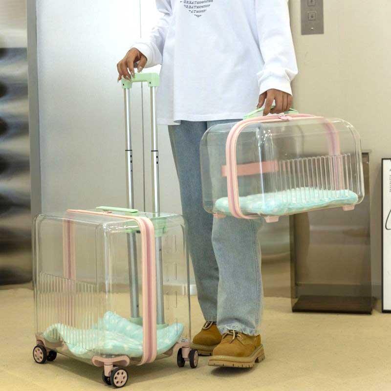 Catvera Clear Wheeled Cat Trolley - Image 12|||PROMPT|||Original clean product image