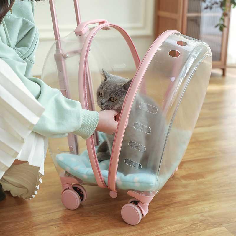 Catvera Clear Wheeled Cat Trolley - Image 17|||PROMPT|||Original clean product image