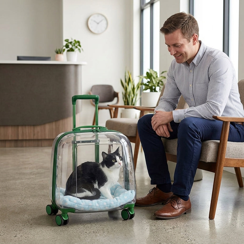 Catvera Clear Wheeled Cat Trolley - Premium Transparent Design