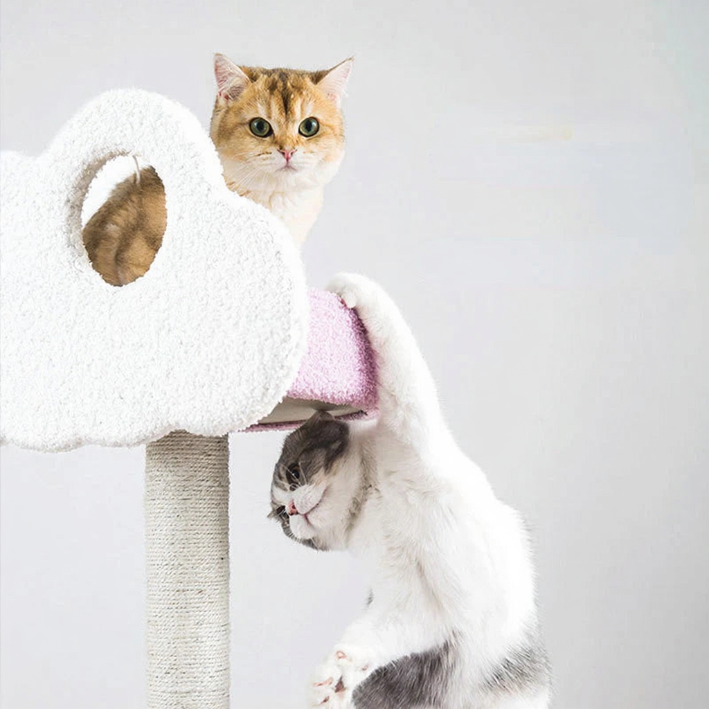 Catvera Cloud Castle Cat Tree - Image 2|||PROMPT|||Cleaned image. Original analysis: found 1 text overlay with product description