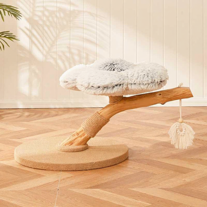 Catvera Cloudy Flower Cat Tree - Image 1|||PROMPT|||Cleaned image. Original analysis: Found 1 brand name watermark on the base of the cat tree product