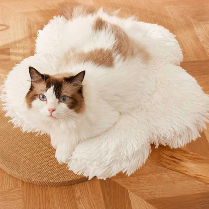 Catvera Cloudy Flower Cat Tree - Image 7|||PROMPT|||Cleaned image. Original analysis: found 1 watermark on the mat/cushion where the cat is sitting