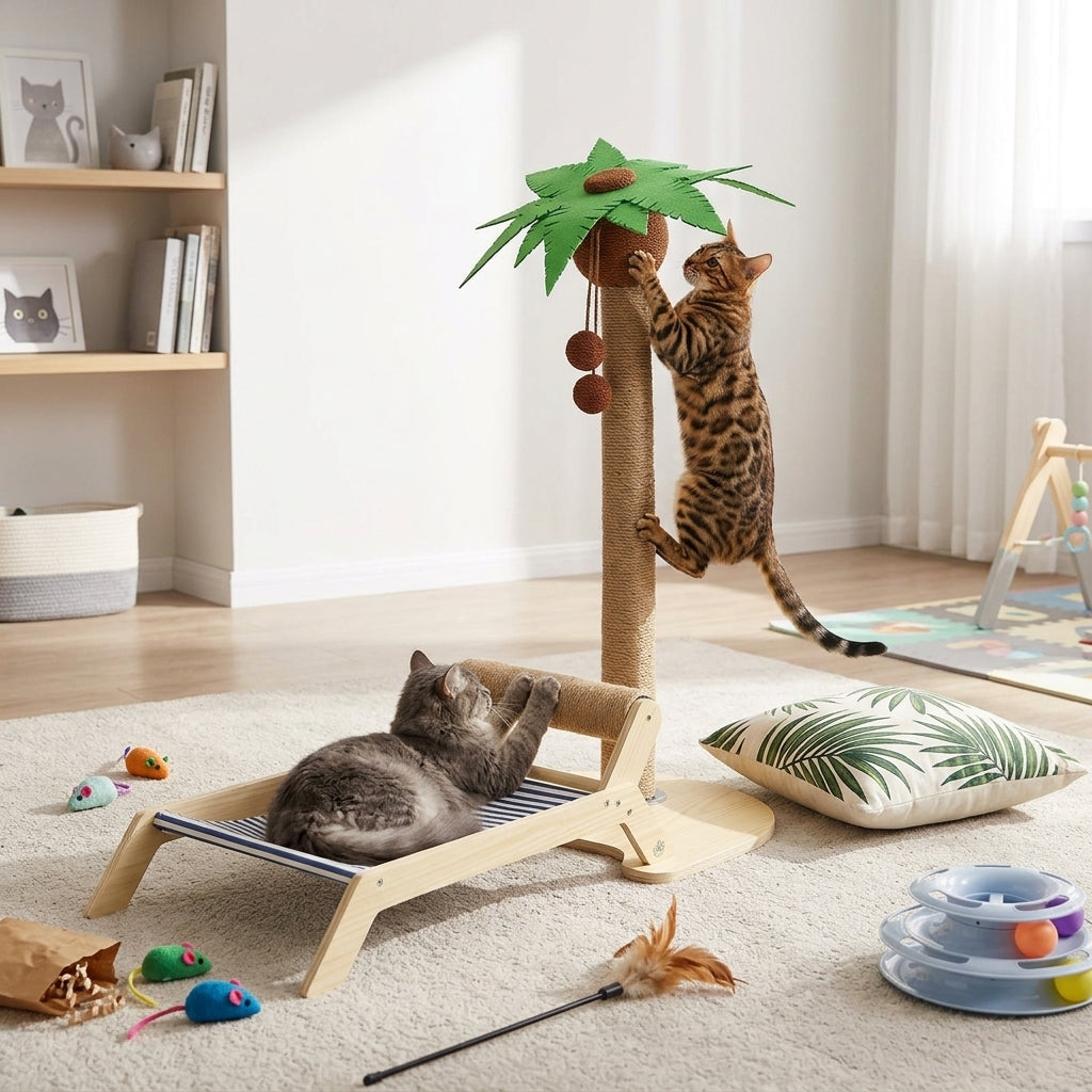 Catvera Coconut Cat Tree Bed - Multi-Functional Entertainment