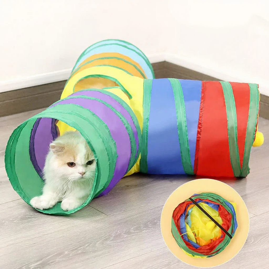 Catvera Collapsible Interactive Cat Tunnel - Image 3|||PROMPT|||Cleaned image. Original analysis: found 1 watermark text overlay at the top of the image