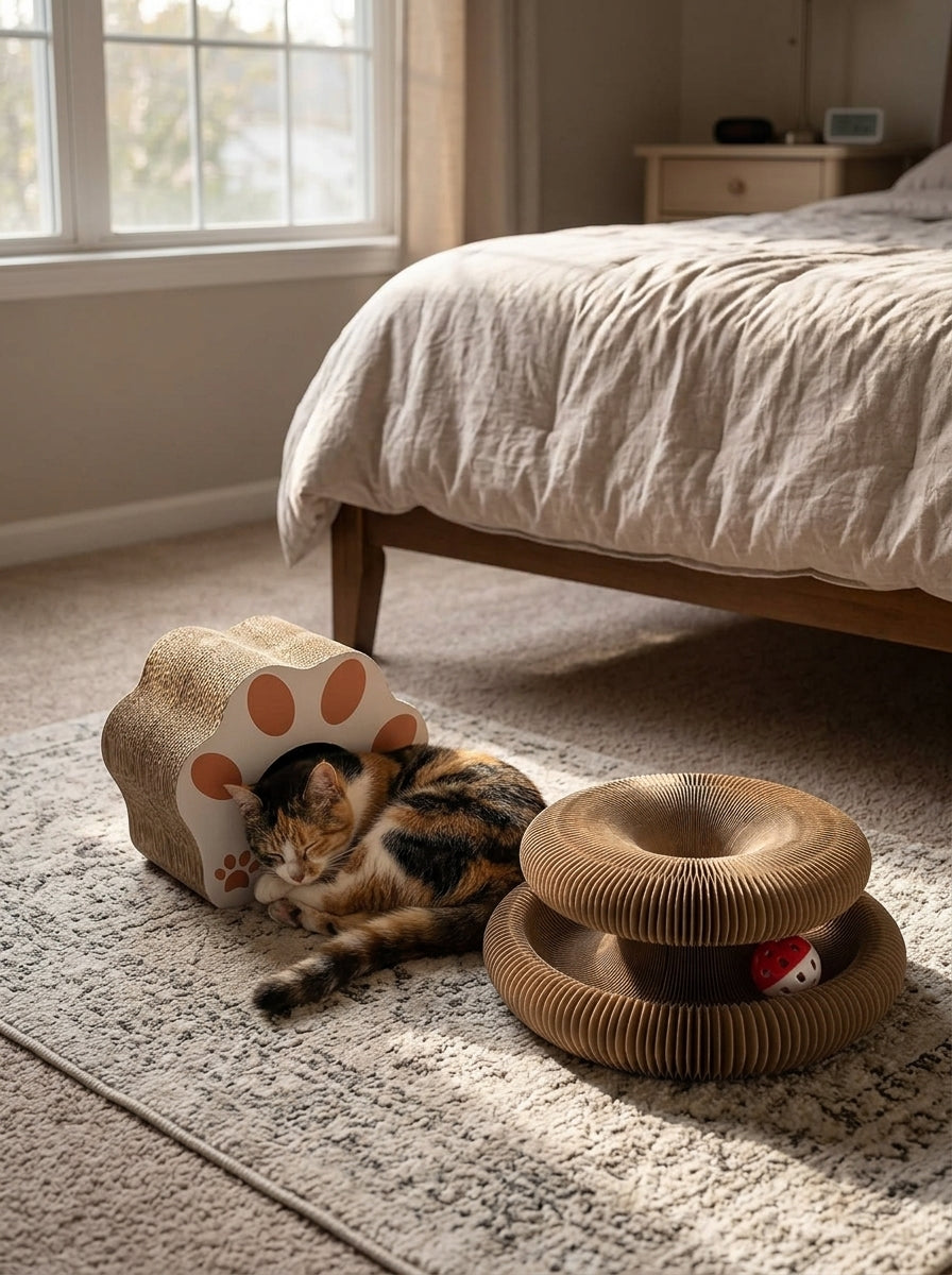 Catvera Corrugated Cardboard Cat Scratcher - Cozy Hideaway Design