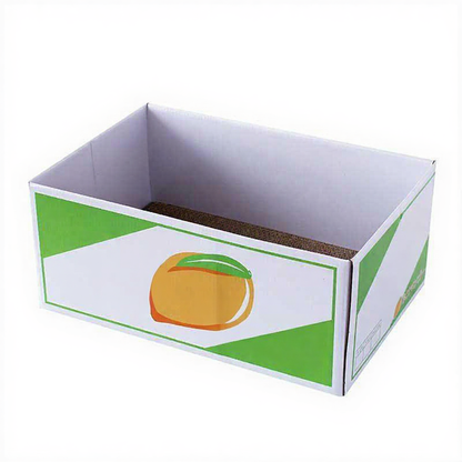 Catvera Corrugated Cat Scratcher Bed - Image 5|||PROMPT|||Cleaned image. Original analysis: found 1 circular logo/seal on the right side of the box