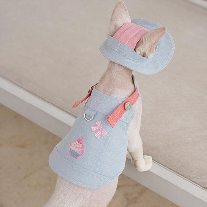 Catvera Cowboy Cat Harness Hat Set - Image 15|||PROMPT|||Cleaned image. Original analysis: Found 1 brand name stitched on the product garment