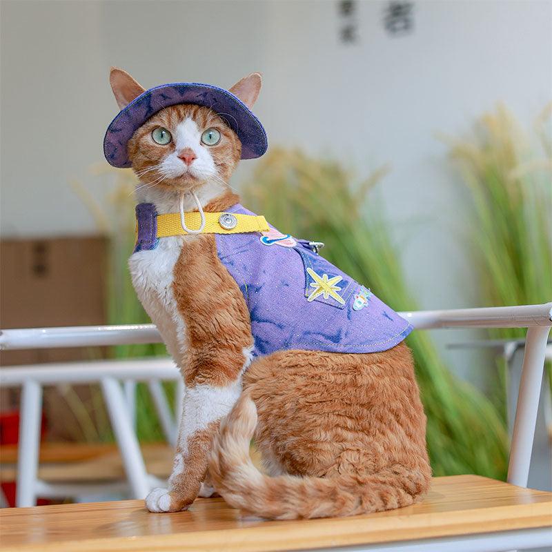 Catvera Cowboy Cat Harness Hat Set - Image 22|||PROMPT|||Original clean product image