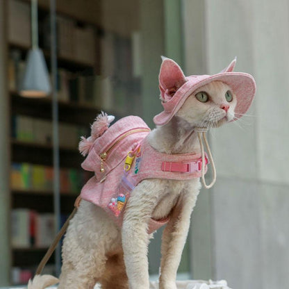 Catvera Cowboy Cat Harness Hat Set - Image 4|||PROMPT|||Original clean product image