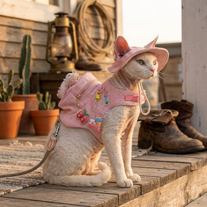 Catvera Cowboy Cat Harness Hat Set - Main Product Image