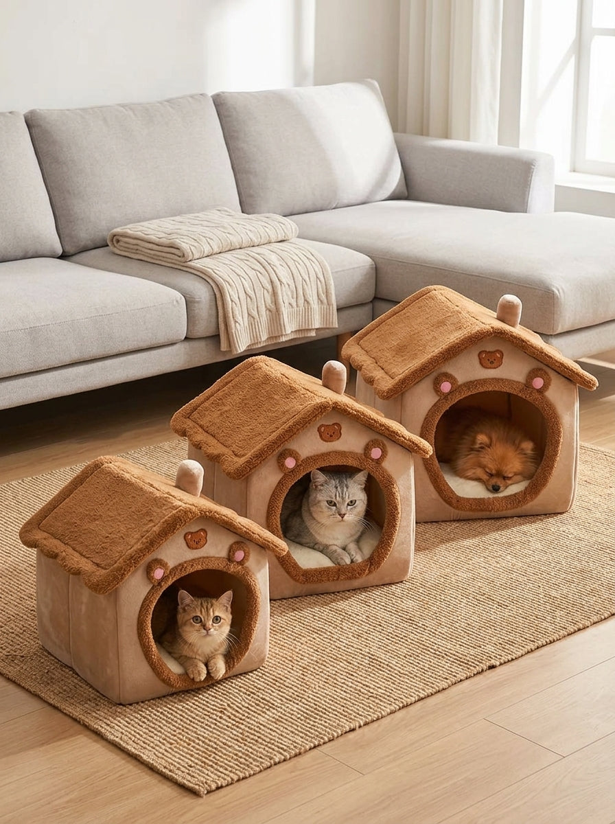 Catvera Cozy Pet Cave House - Versatile Size Options