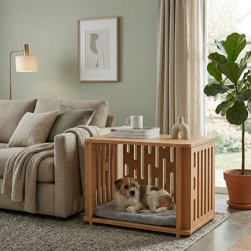 Catvera Designer Wooden Dog Crate - Furniture That Functions