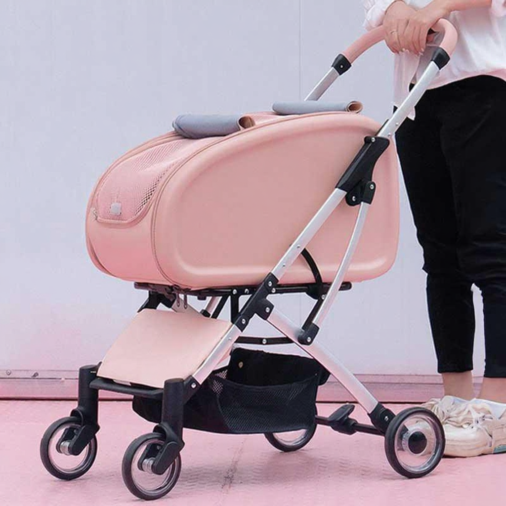 Catvera Detachable Cat Stroller Pet Carrier - Image 11|||PROMPT|||Cleaned image. Original analysis: found brand name printed on the stroller frame