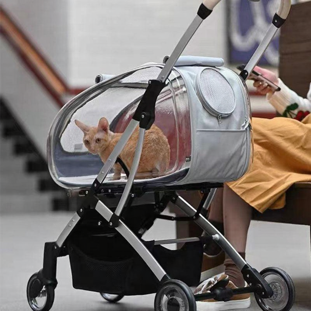 Catvera Detachable Cat Stroller Pet Carrier - Image 8|||PROMPT|||Cleaned image. Original analysis: found 1 brand name printed on the pet stroller frame