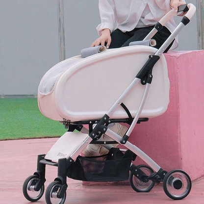 Catvera Detachable Cat Stroller Pet Carrier - Image 9|||PROMPT|||Cleaned image. Original analysis: found brand name printed on the stroller frame
