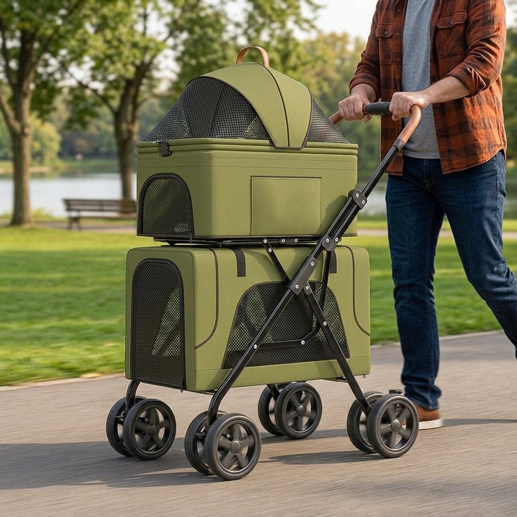 Catvera Detachable Double Cat Stroller Carrier - Enhanced Mobility & Stability