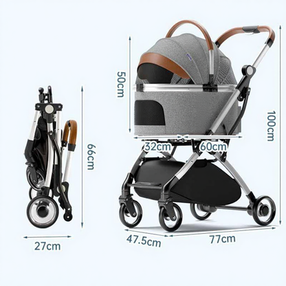Catvera Detachable Rolling Pet Stroller - Image 14|||PROMPT|||Cleaned image. Original analysis: found 1 brand name printed directly on the stroller carrier fabric