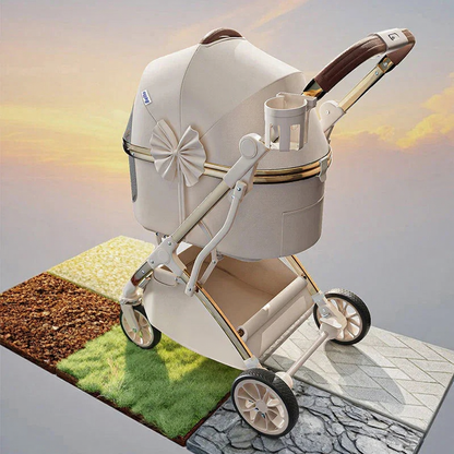 Catvera Detachable Rolling Pet Stroller - Image 2|||PROMPT|||Cleaned image. Original analysis: found 1 brand name printed on the stroller frame