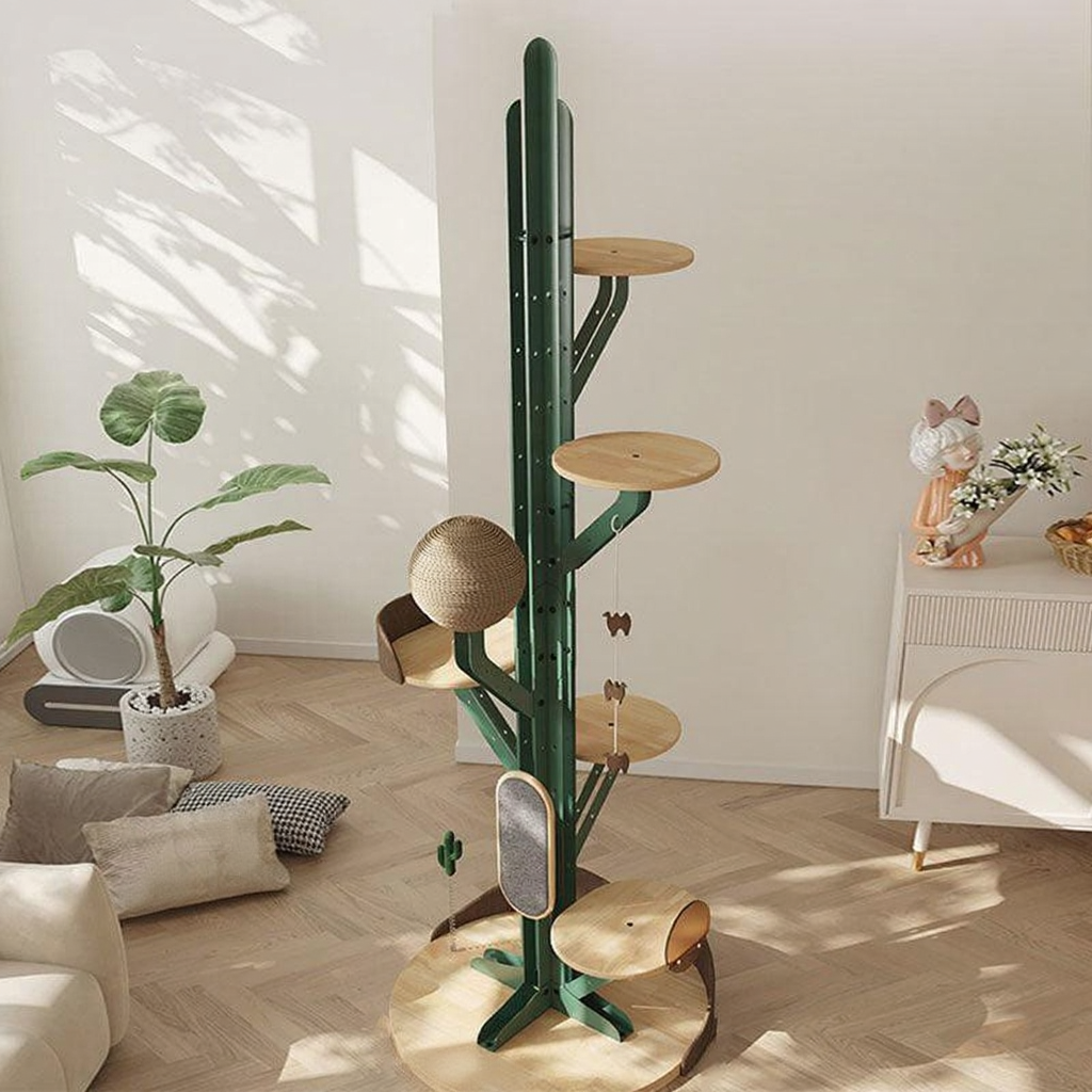 Catvera DIY Modular Cactus Cat Tree - Image 4|||PROMPT|||Cleaned image. Original analysis: Found 1 brand name watermark on the product itself