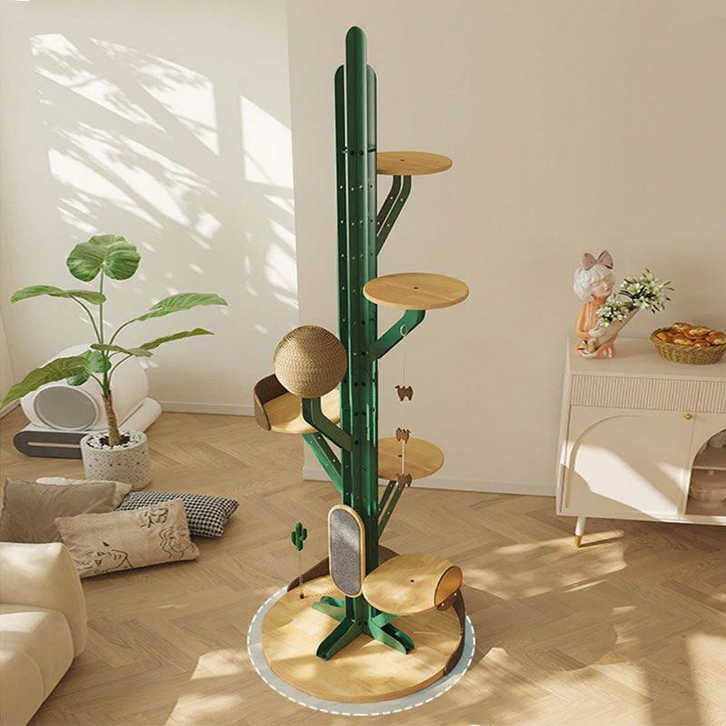 Catvera DIY Modular Cactus Cat Tree - Image 5|||PROMPT|||Cleaned image. Original analysis: found 1 brand name watermark on the product base