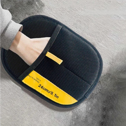 Catvera Electrostatic Pet Hair Removal Gloves - Image 3|||PROMPT|||Cleaned image. Original analysis: found 1 brand name printed on the product - 'PET' visible on the yellow tag/label attached to the product