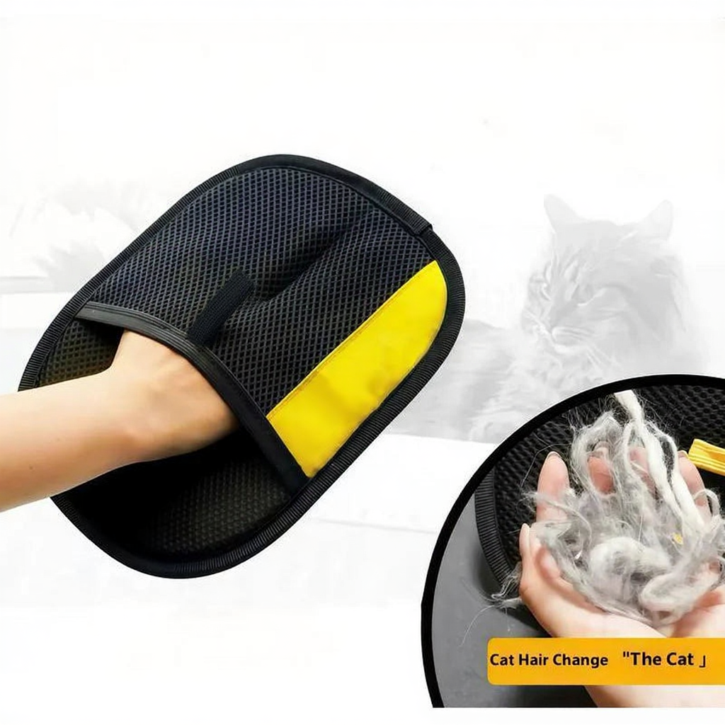Catvera Electrostatic Pet Hair Removal Gloves - Image 5|||PROMPT|||Cleaned image. Original analysis: Found 1 brand name printed on the product itself and 1 text overlay with branding