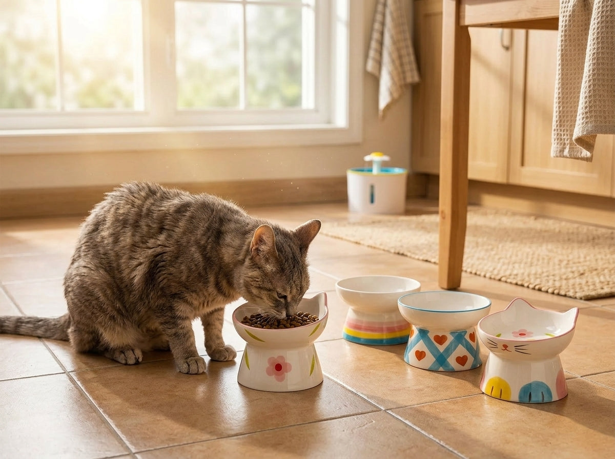 Catvera Elevated Ceramic Cat Bowl - Ergonomic Health Benefits