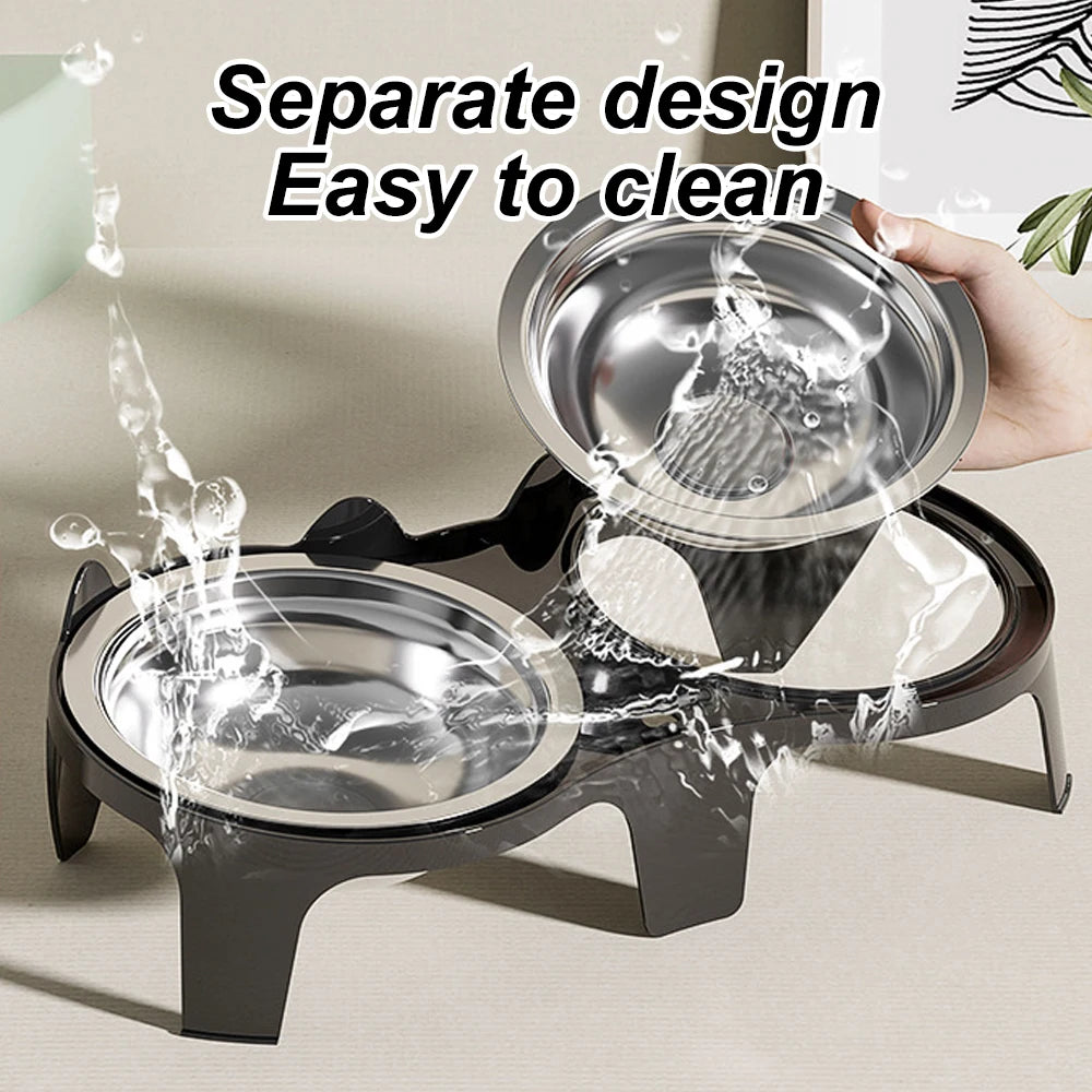 Catvera Elevated Double Bowl Feeder - Image 5|||PROMPT|||Original clean product image