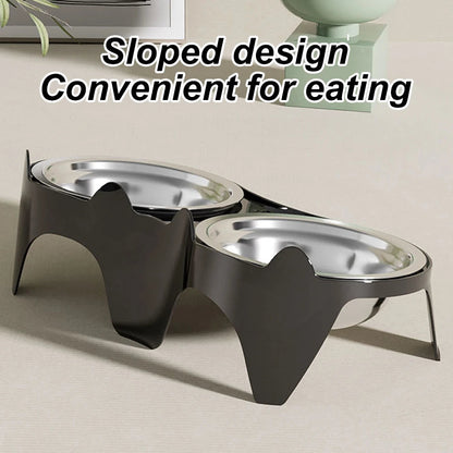 Catvera Elevated Double Bowl Feeder - Image 6|||PROMPT|||Original clean product image