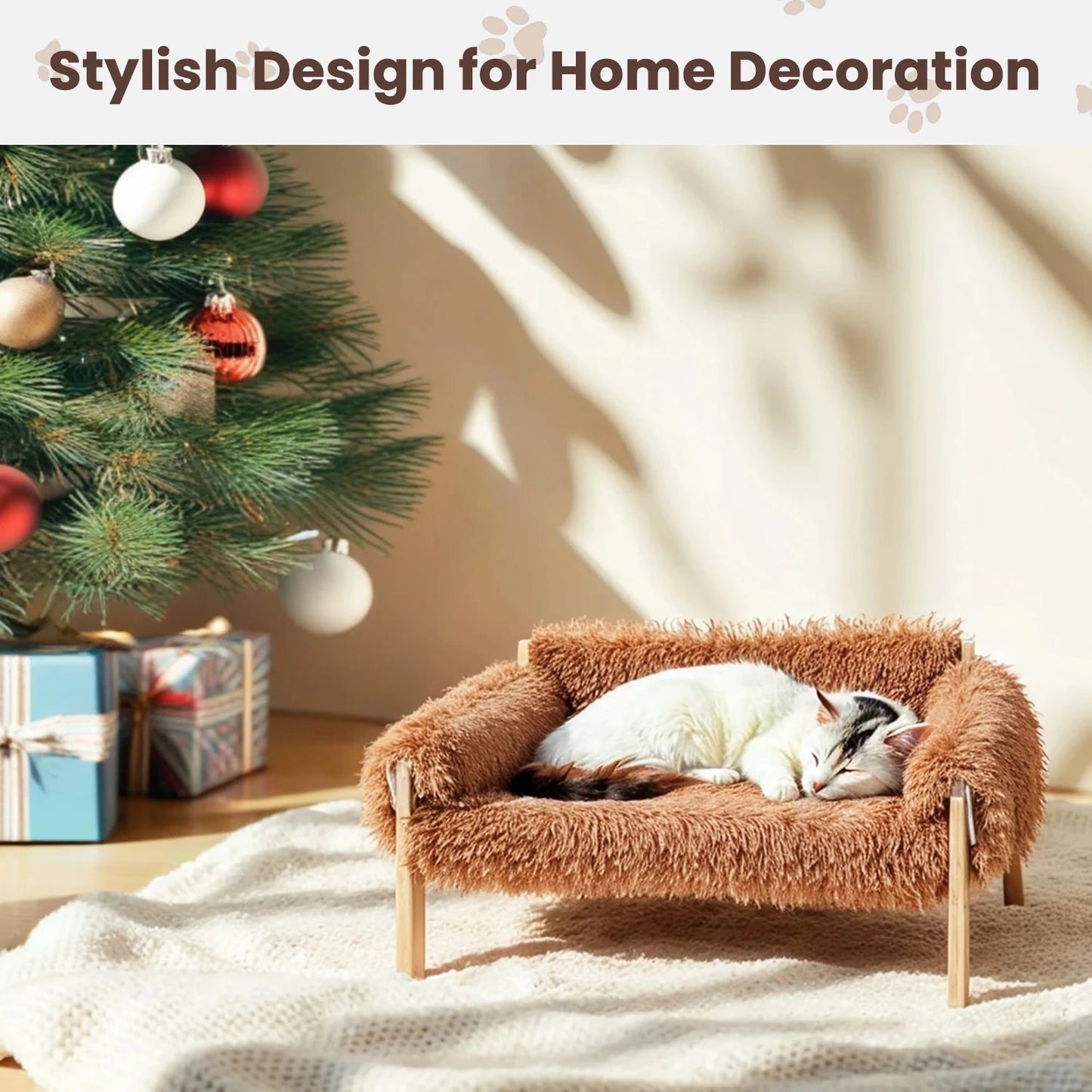 Catvera Elevated Plush Cat Bed - Image 3|||PROMPT|||Original clean product image