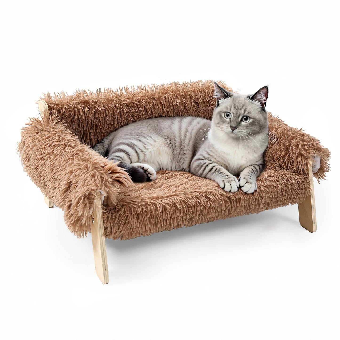 Catvera Elevated Plush Cat Bed - Image 7|||PROMPT|||Original clean product image