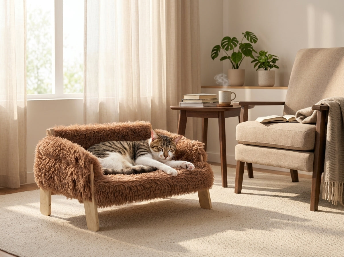 Catvera Elevated Plush Cat Bed - Premium Comfort Design