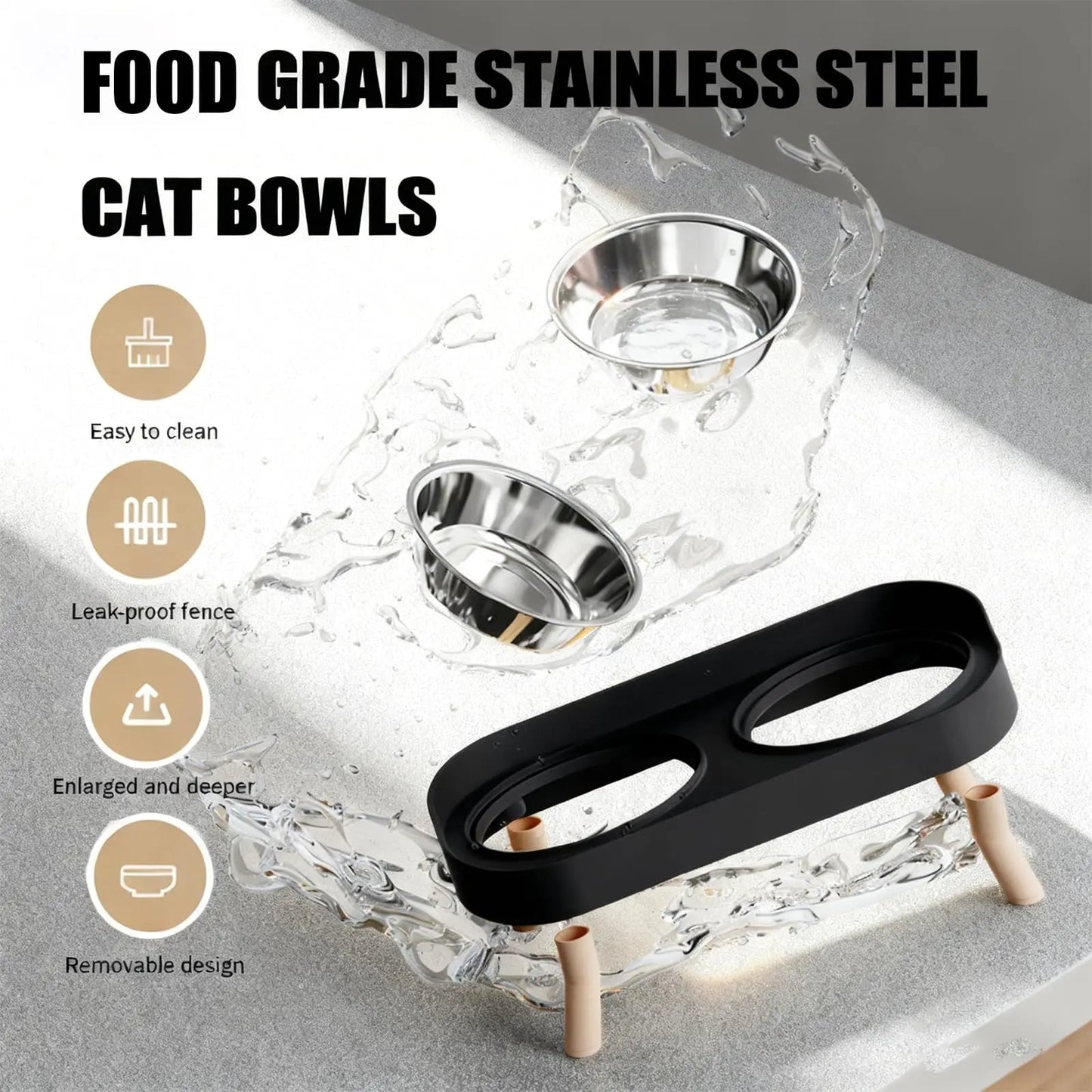 Catvera Elevated Stainless Steel Feeder - Image 6|||PROMPT|||Original clean product image