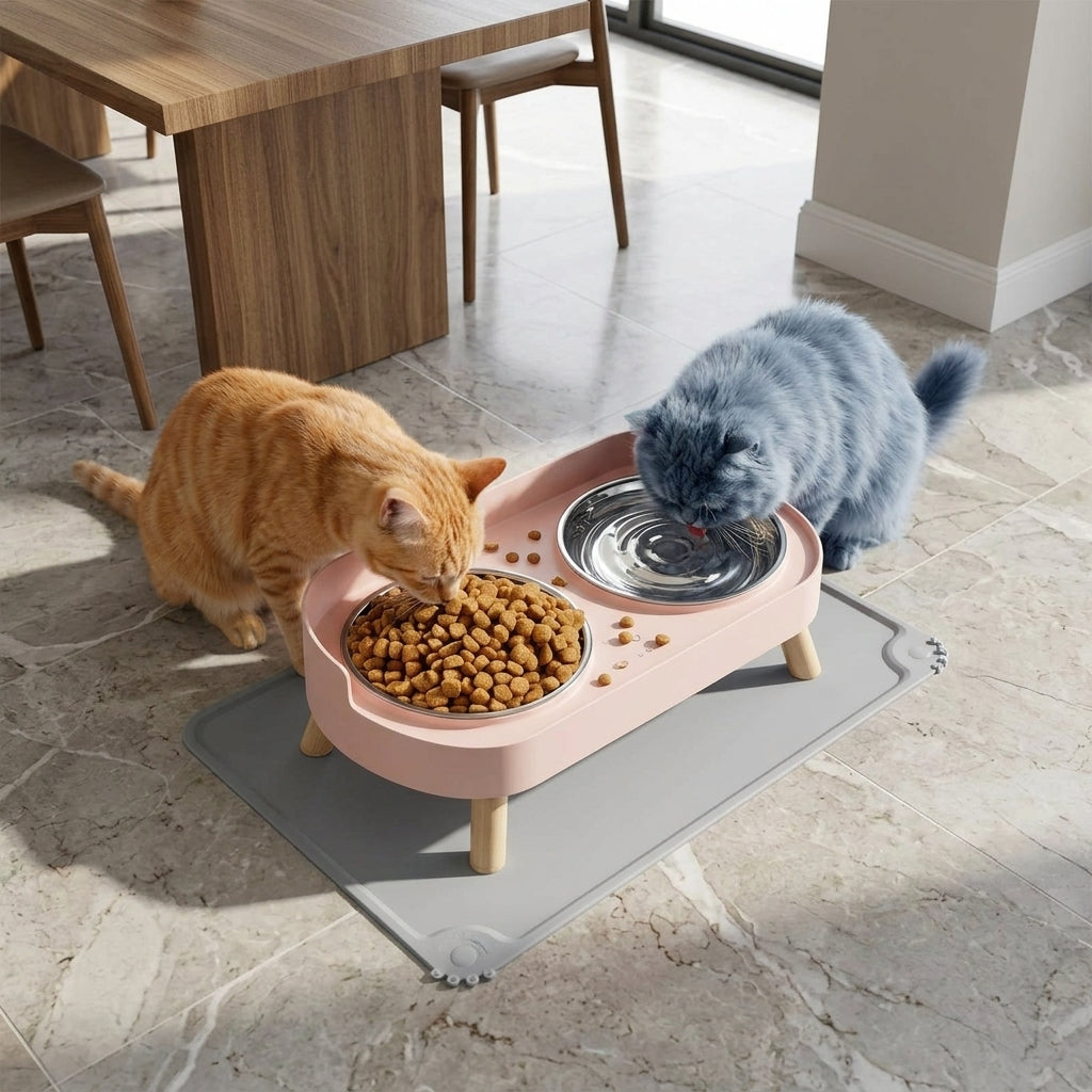 Catvera Elevated Stainless Steel Feeder - Mess-Free Feeding Solution