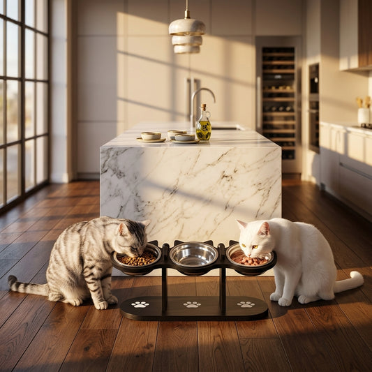 Catvera Elevated Triple Bowl Feeding Station - Main Product Image