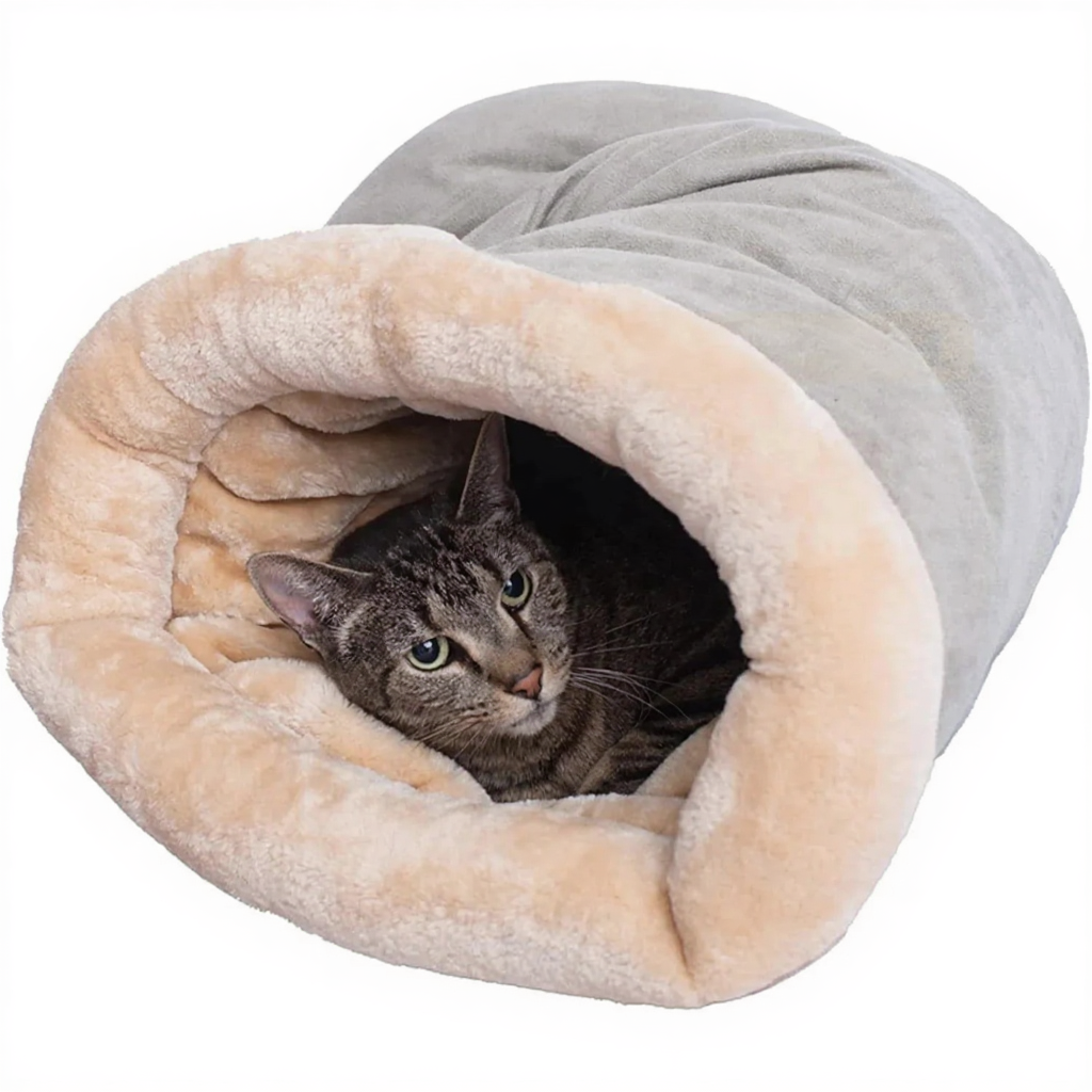 Catvera Enclosed Cat Sleeping Cave Bed - Image 6|||PROMPT|||Cleaned image. Original analysis: Found 1 watermark - 'HOMEFISH' brand logo in orange rounded rectangle at top left of image