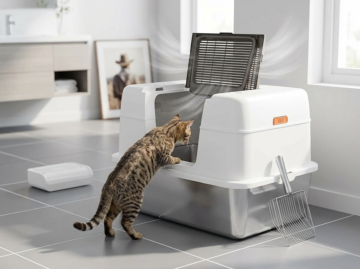 Catvera Enclosed Steel Litter Box - Superior Odor Control Technology