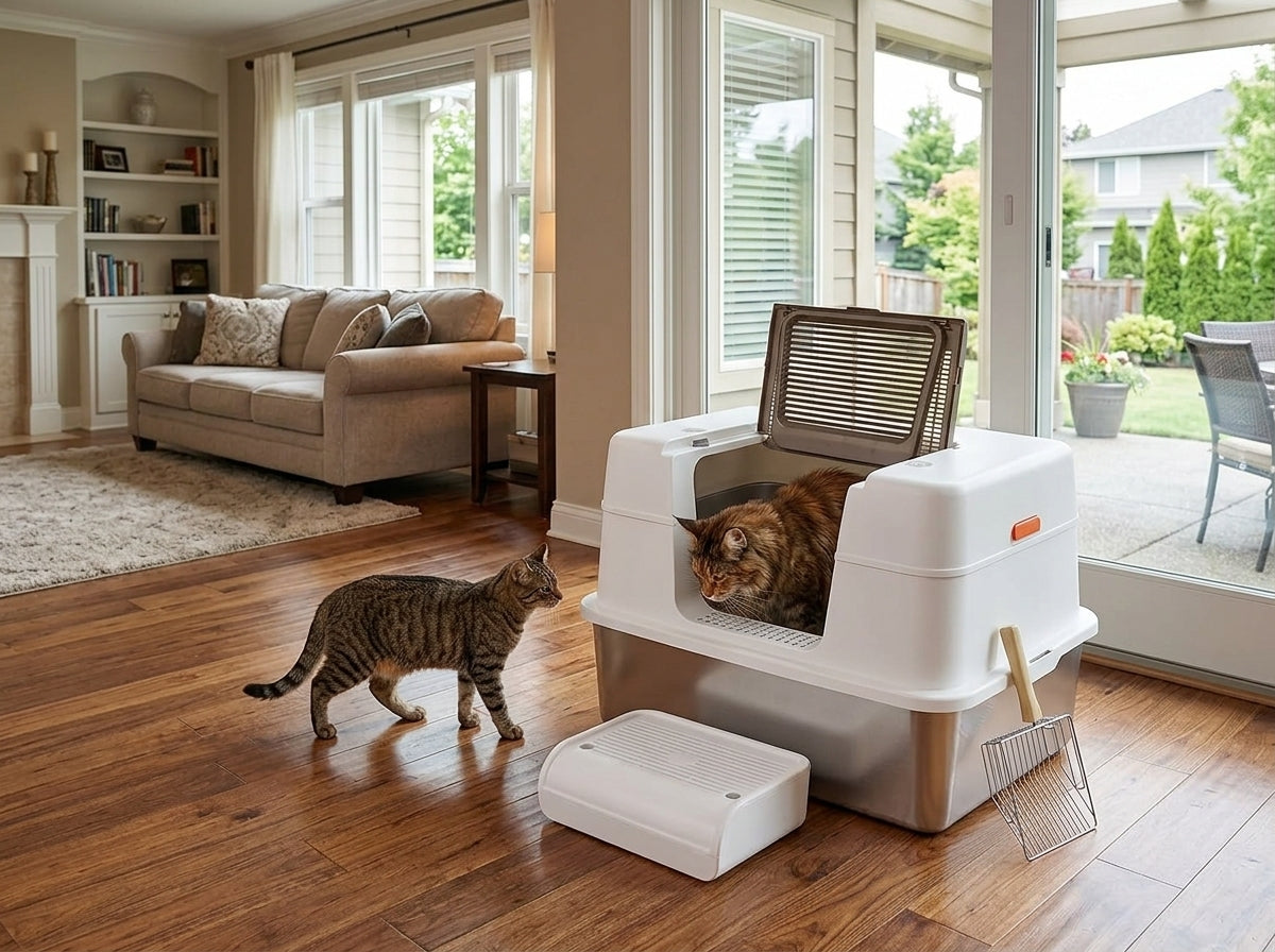 Catvera Enclosed Steel Litter Box - Multi-Cat Household Solution