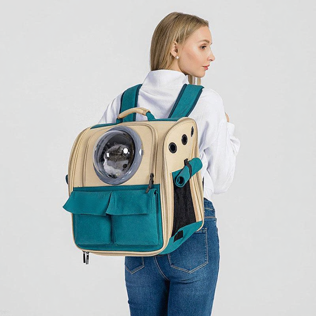 Catvera Expandable Canvas Cat Carrier Backpack - Image 14|||PROMPT|||Cleaned image. Original analysis: found 1 brand name printed on the pet backpack carrier