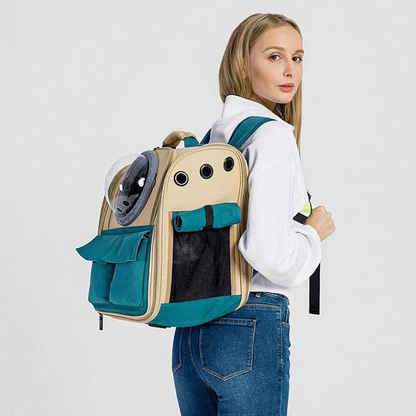 Catvera Expandable Canvas Cat Carrier Backpack - Image 15|||PROMPT|||Cleaned image. Original analysis: Found 1 brand name/logo on the pet backpack carrier itself