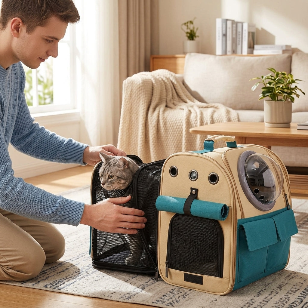 Catvera Expandable Canvas Cat Carrier Backpack - Adventure-Ready Expandable Design