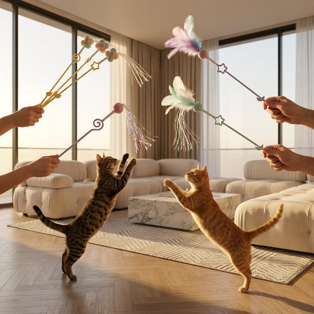Catvera Feather Wand Interactive Toy - Main Product Image (Restored)