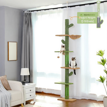 Catvera Floor Ceiling Cactus Cat Tree - Image 3|||PROMPT|||Cleaned image. Original analysis: Found 1 brand name printed on the product itself and 1 watermark in the image